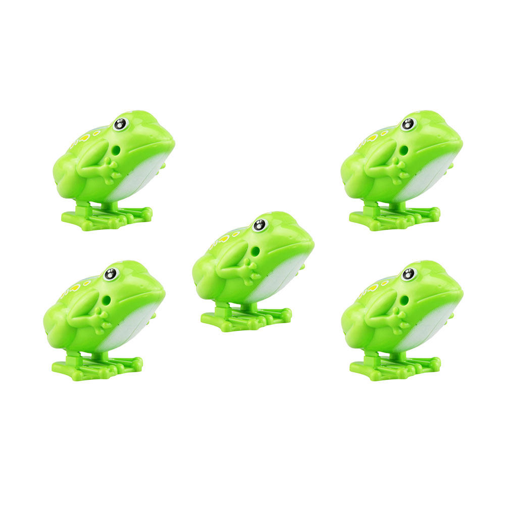 Kids Education Gift - 5Pcs Wind-Up Jumping Frogs Plastic Educational