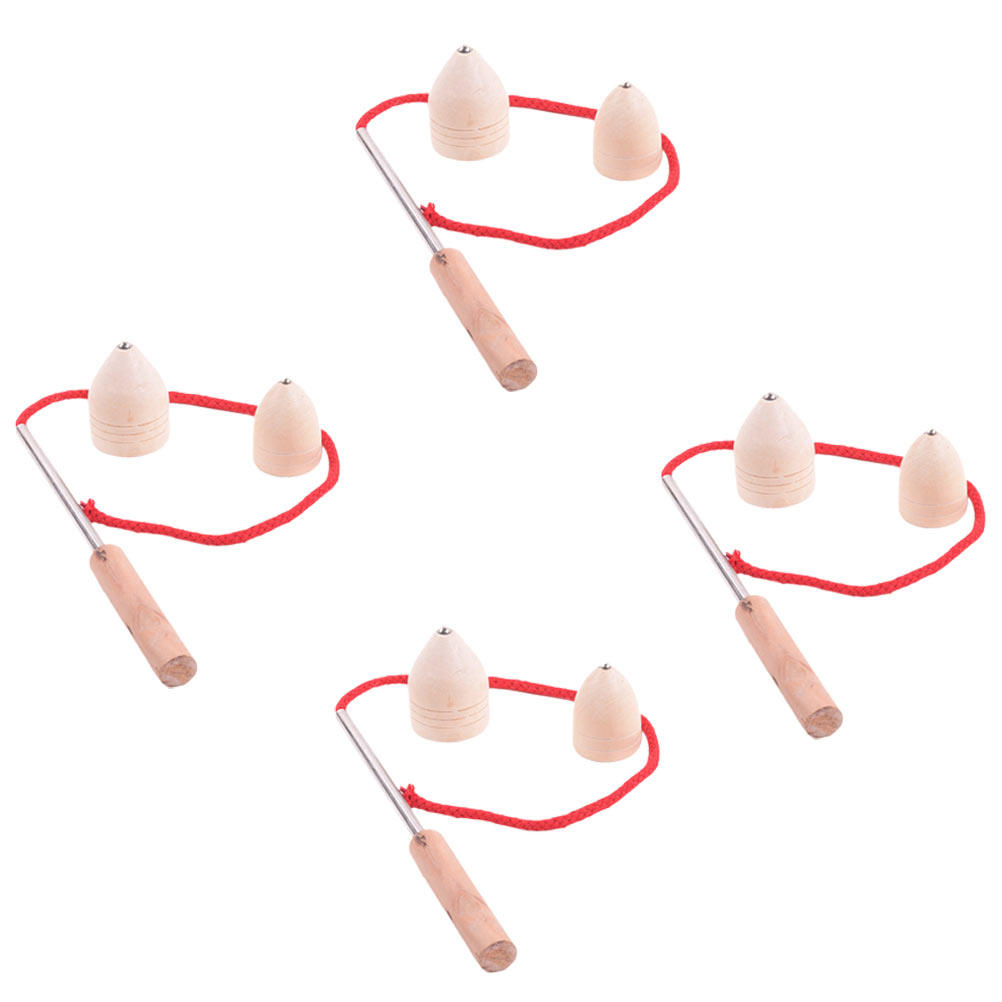 Kids Education Tips - 4Sets Wooden Tops Spinning Game Educational
