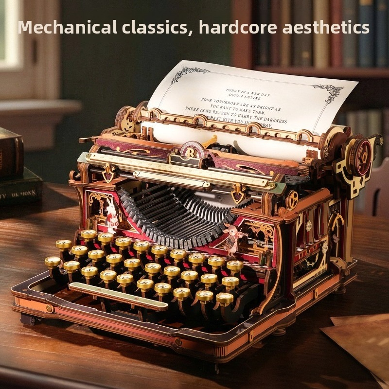 Kids Education Gift - Retro Typewriter Building Blocks Set Mechanical