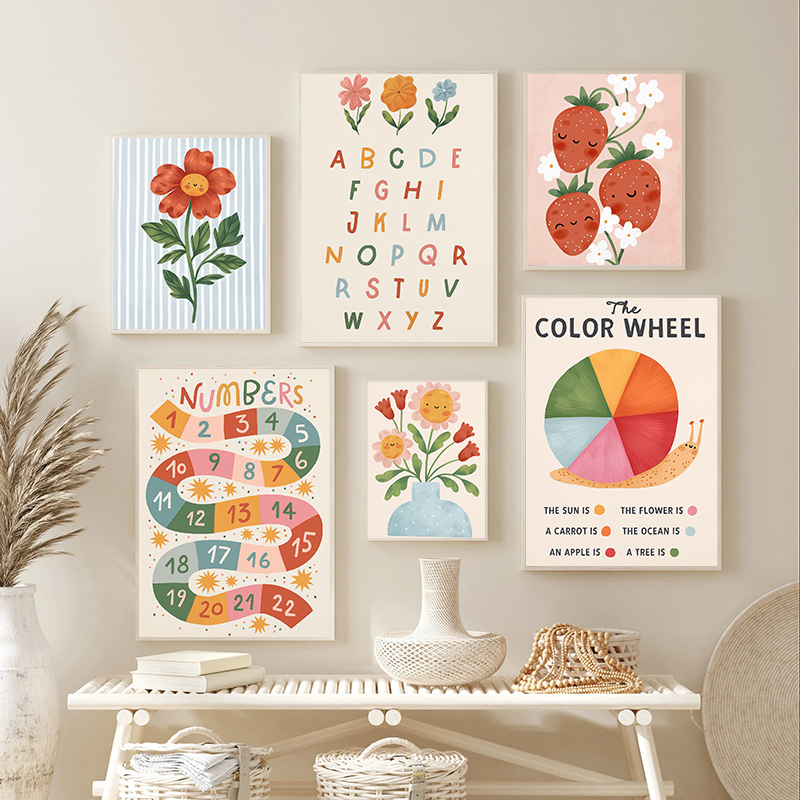Kids Education Room - Floral Alphabet Education Kid Prints Children's
