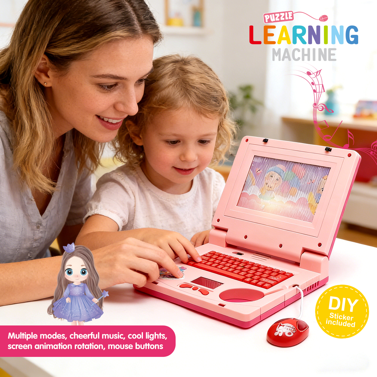 Pink Kids Learning Laptop Toy  - Kids Educational Computer ulasan dan harga