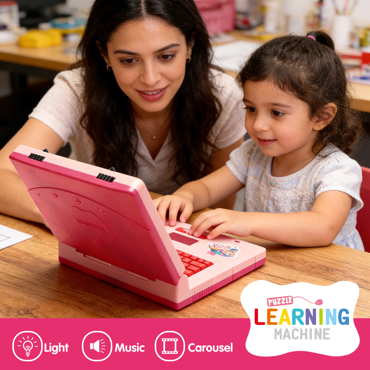 Pink Kids Learning Laptop Toy  - Kids Educational Computer ulasan dan harga