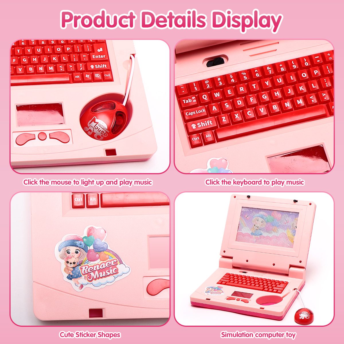 Pink Kids Learning Laptop Toy  - Kids Educational Computer ulasan dan harga