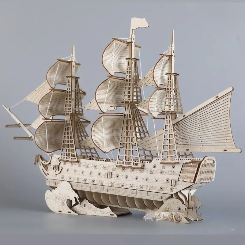 DIY Sailing Ship Toys 3D Woode - Kids Education Desk ulasan dan harga