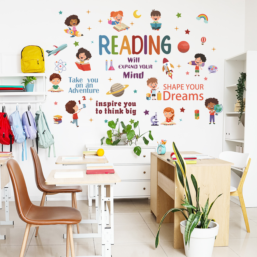 Reading Inspirational Wall Sti - Kids Education Quote ulasan dan harga