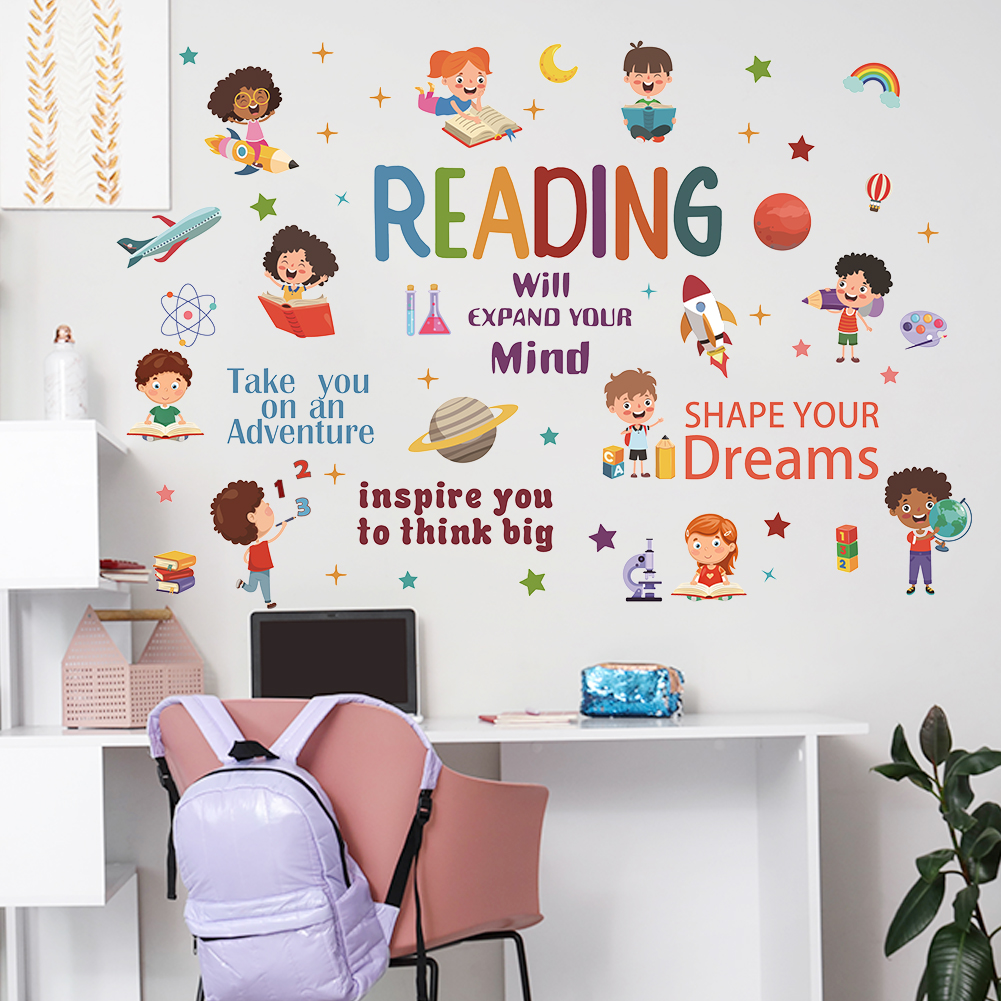 Reading Inspirational Wall Sti - Kids Education Quote ulasan dan harga