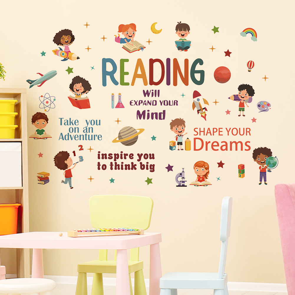 Reading Inspirational Wall Sti - Kids Education Quote ulasan dan harga