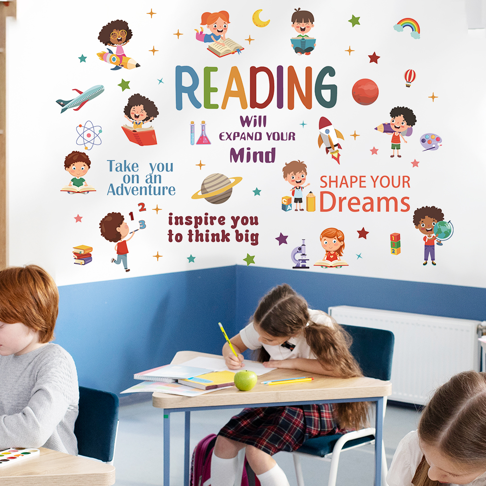 Reading Inspirational Wall Sti - Kids Education Quote ulasan dan harga